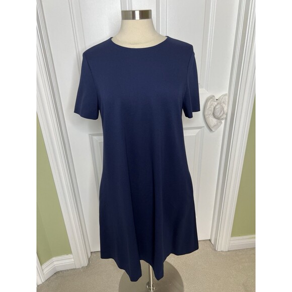 Lisa Perry x Barneys New York Plus Sz 14 Blue A-Lined Short Sleeve Dress Pockets - Picture 1 of 12